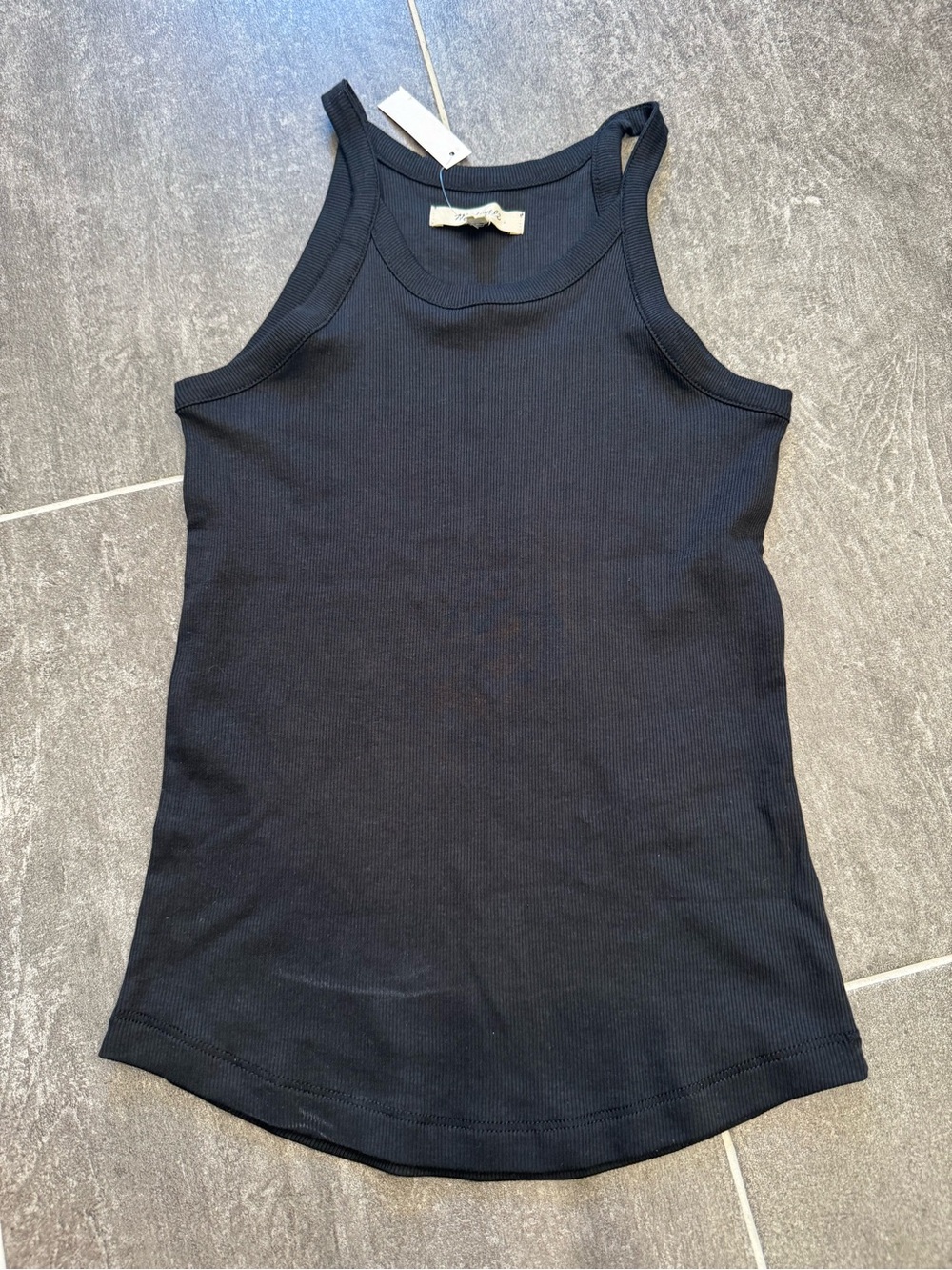 Madewell Black Ribbed Tank Top - Sleek Scoop Neck